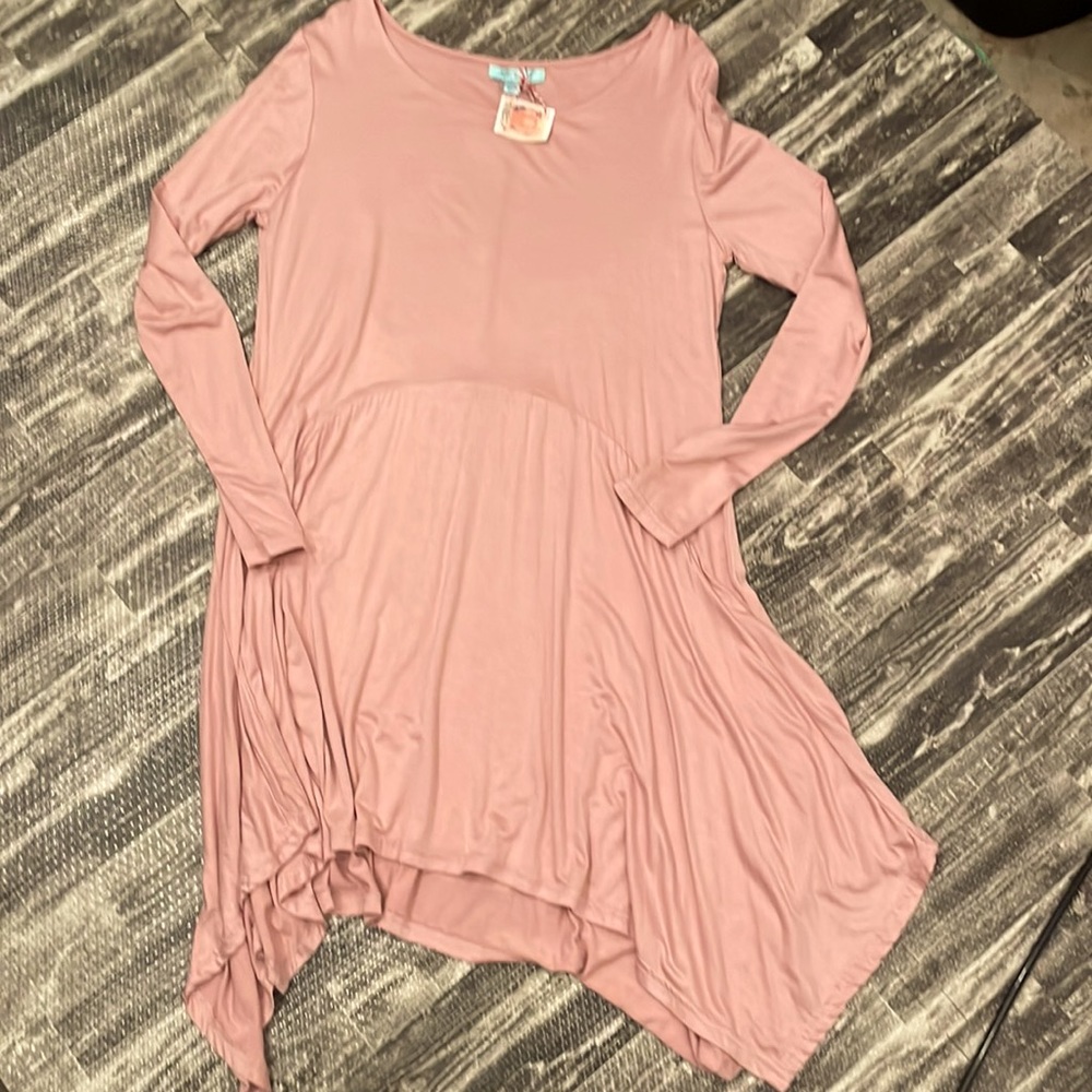NWT- boutique long sleeve T-shirt dress with A-line sides.